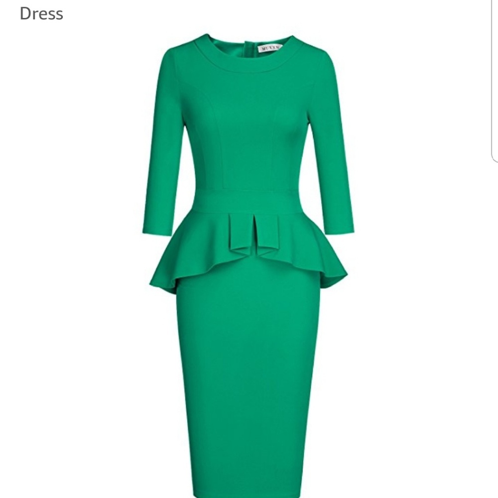 Green peplum dress